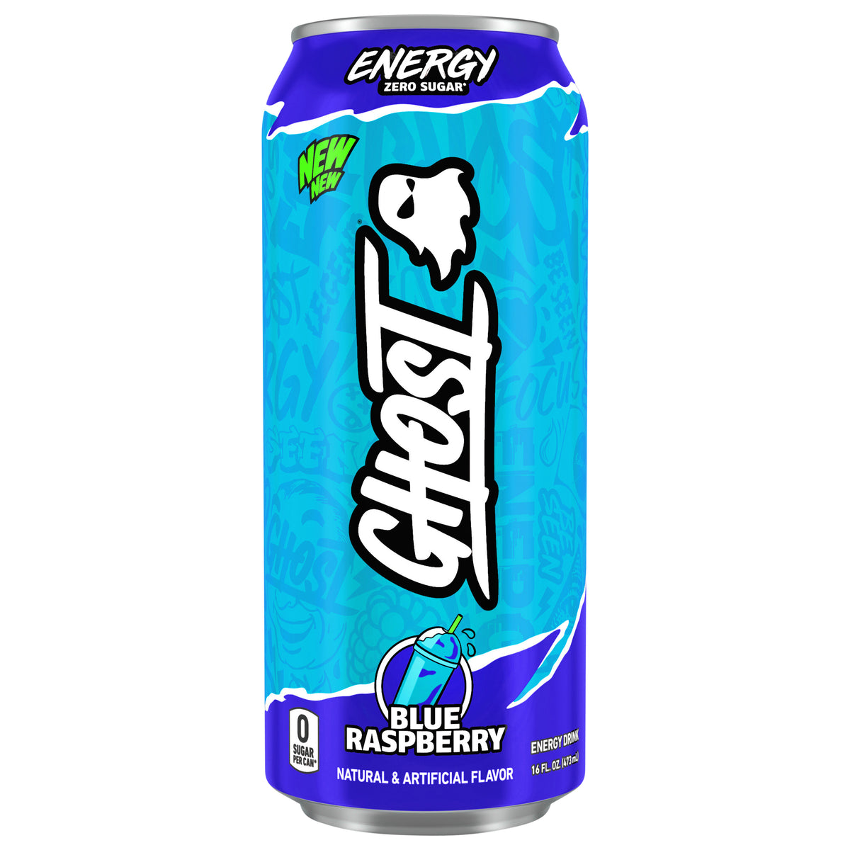 Ghost Zero Sugar Energy Drink, Blue Raspberry, 16 fl oz can