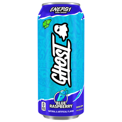 Ghost Zero Sugar Energy Drink, Blue Raspberry, 16 fl oz can