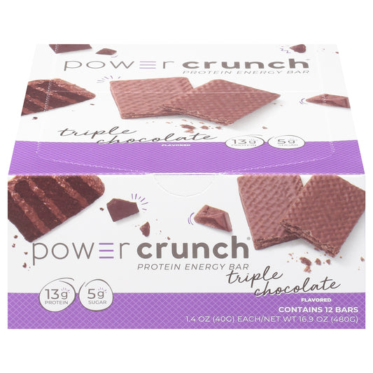 Power Crunch Triple Chocolate Flavored Protein Energy Bar 12 - 1.4 oz Bars