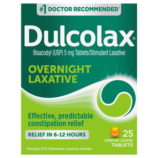 Dulcolax Stimulant Laxative Tablets for Constipation Relief, 25 Ct.