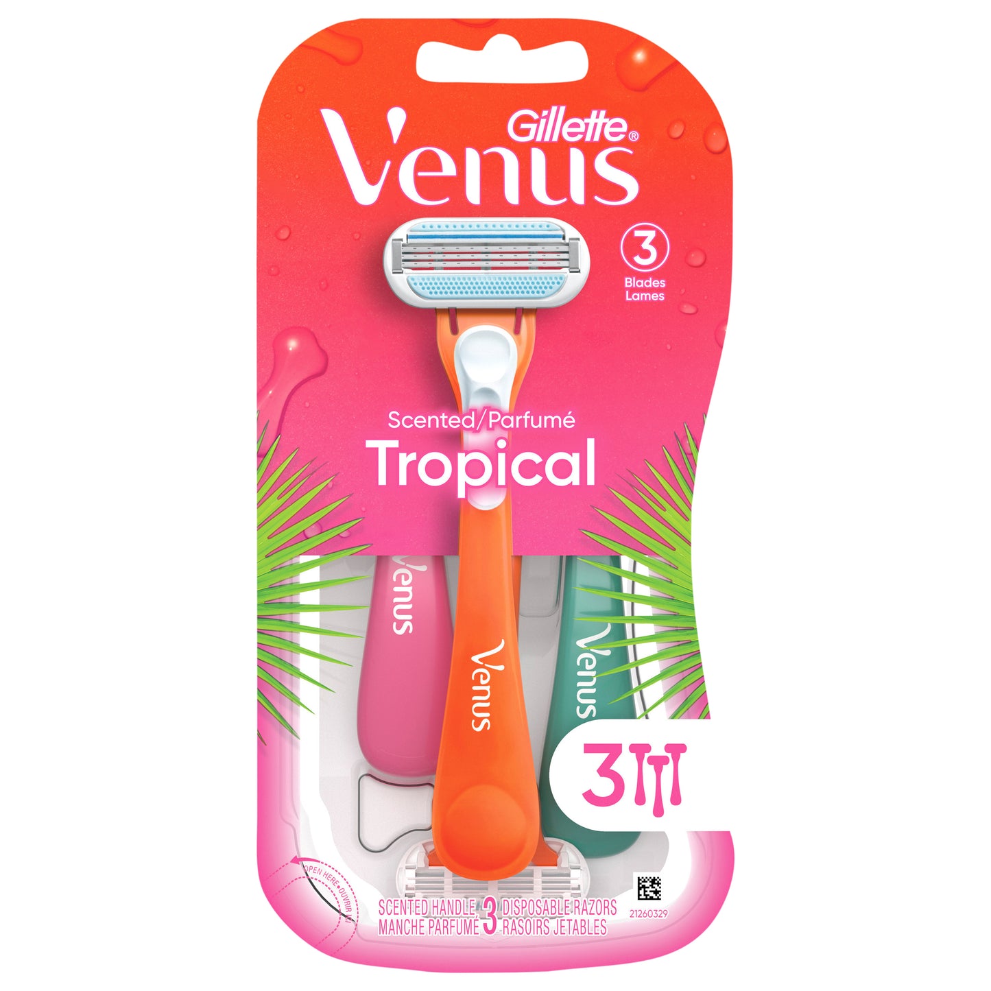 Venus Tropical Women's Disposable Razor, 3 Count