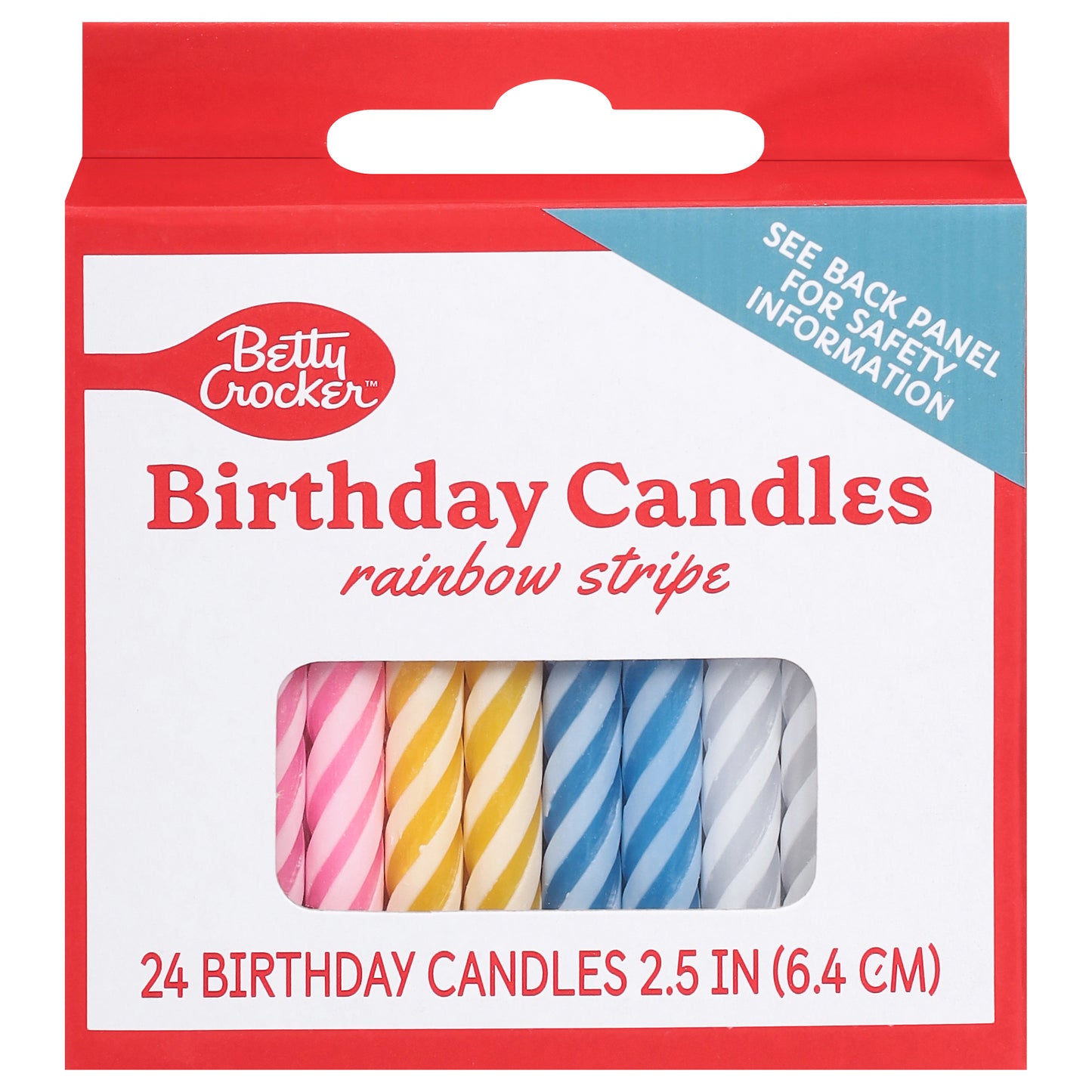 Betty Crocker Rainbow Stripe Birthday Candles 24 Each
