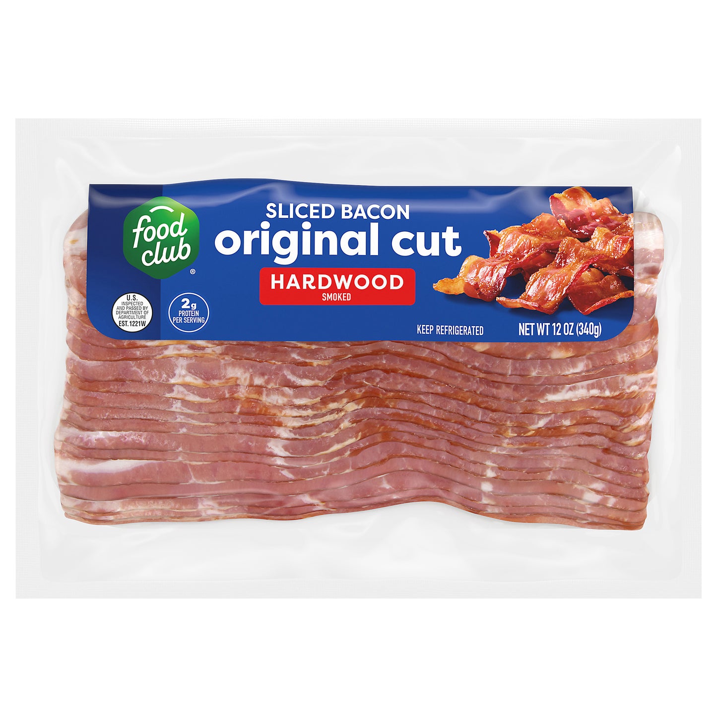 Food Club Original Cut Hardwood Smoked Sliced Bacon 12 oz
