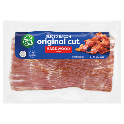 Food Club Original Cut Hardwood Smoked Sliced Bacon 12 oz