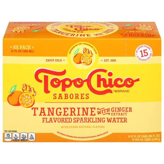 Topo Chico Sabores Tangerine With Ginger Extract Cans, 12 fl oz, 8 Pack