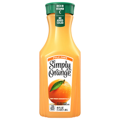 Simply Orange Pulp Free Juice Bottle, 46 fl oz