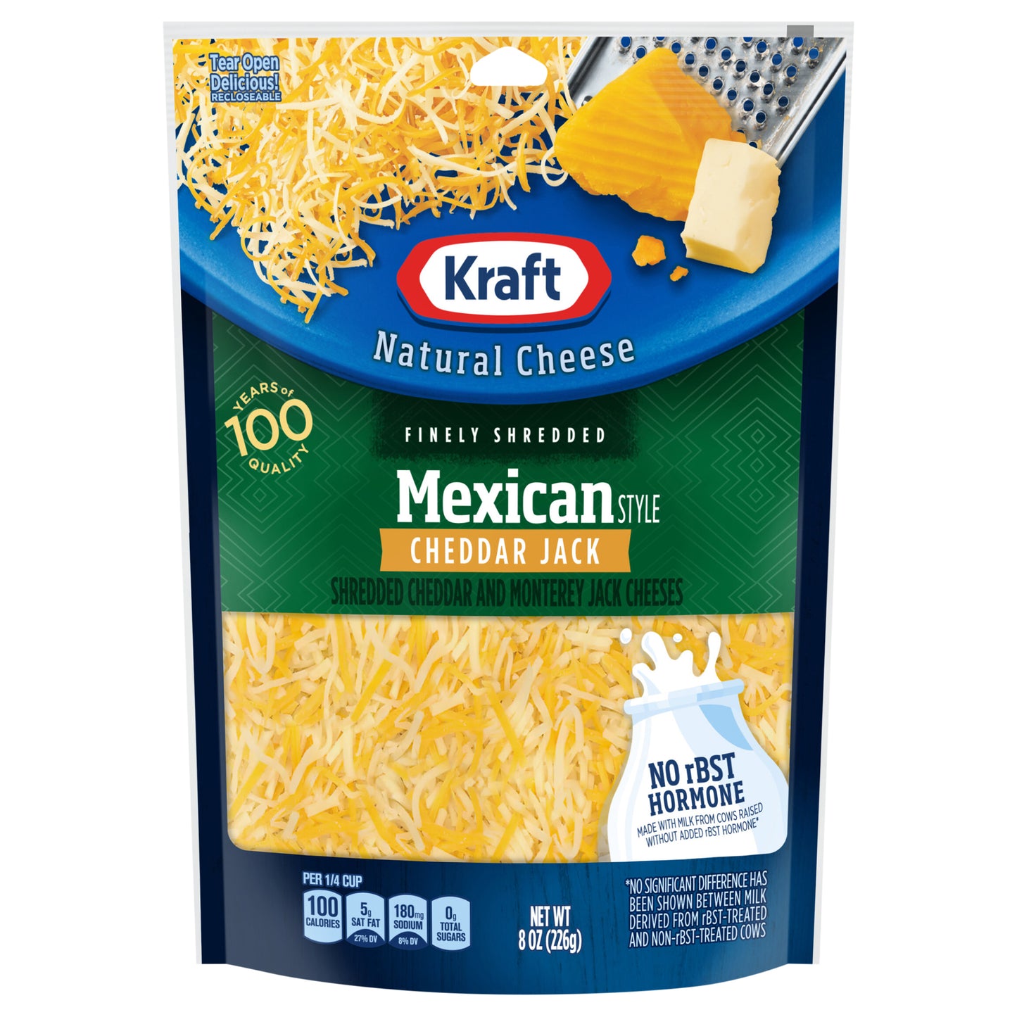 Kraft Mexican Style Cheddar Jack Finely Shredded Cheese, 8 oz Bag