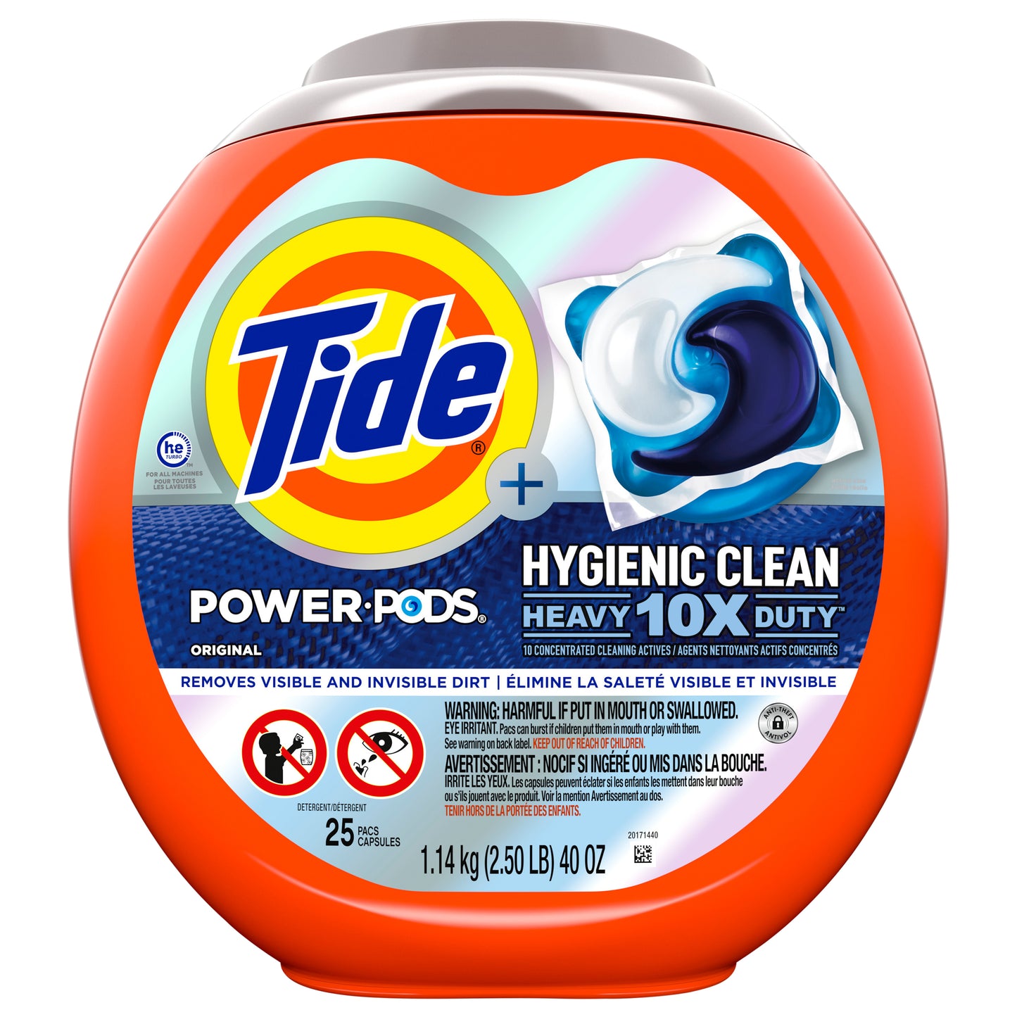 Tide Hygienic Clean Heavy 10x Duty Power PODS Laundry Detergent Pacs, Original, 25 count, For Visible and Invisible Dirt