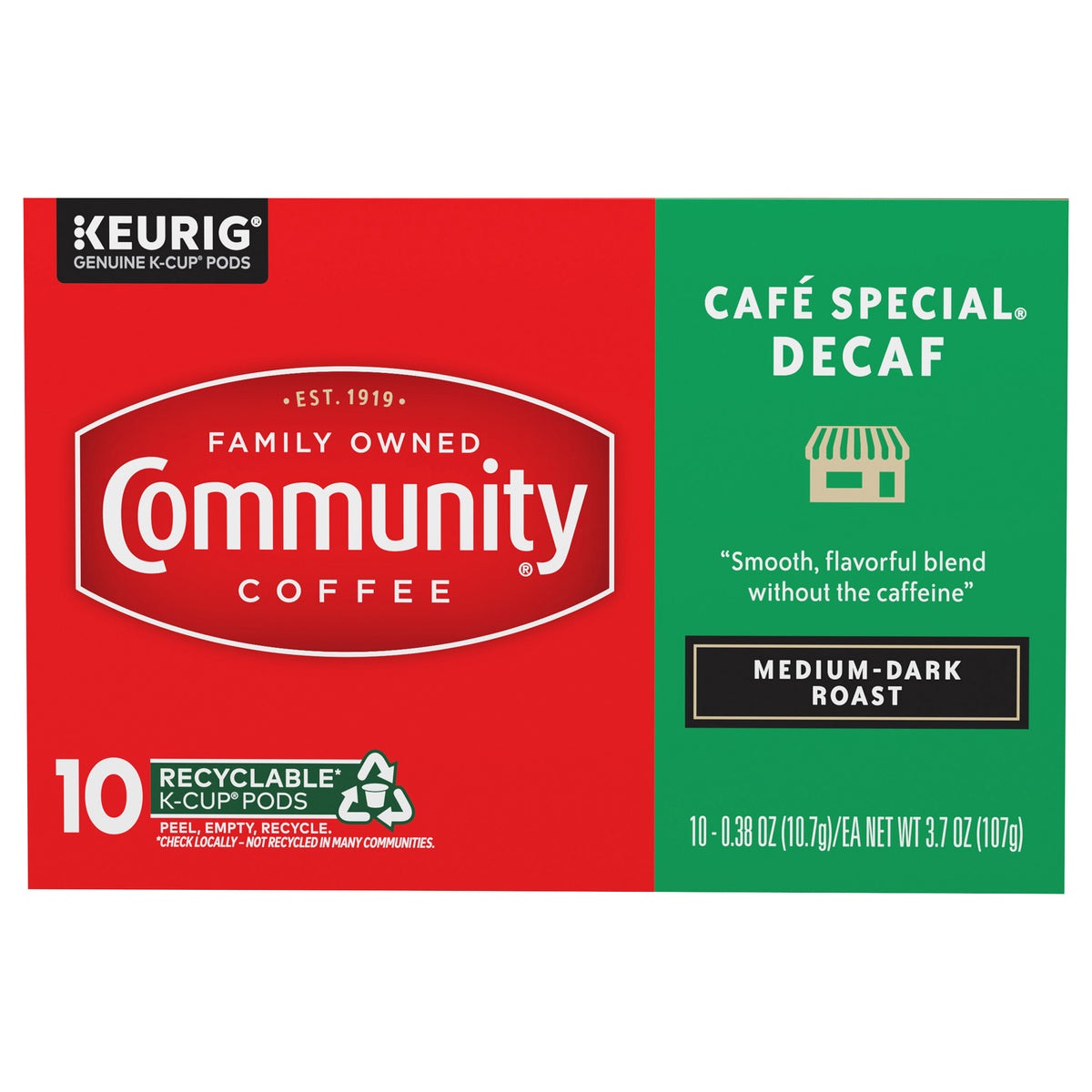 Community® Coffee Café Special® Decaf Medium-Dark Roast Keurig® K-Cup® Pods 10 ct Box