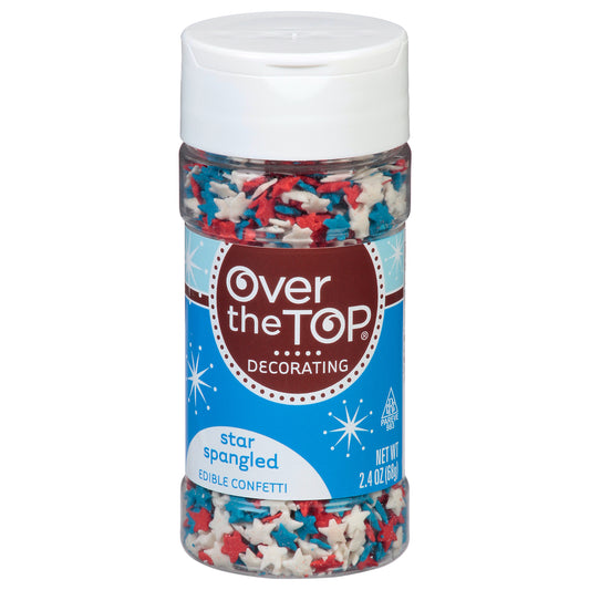 Over the Top Decorating Star Spangled Edible Confetti 2.4 oz Bottle