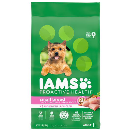 IAMS Proactive Health Adult 1+ Small Breed Super Premium Chicken & Whole Grains Recipe Dog Food 7 lb