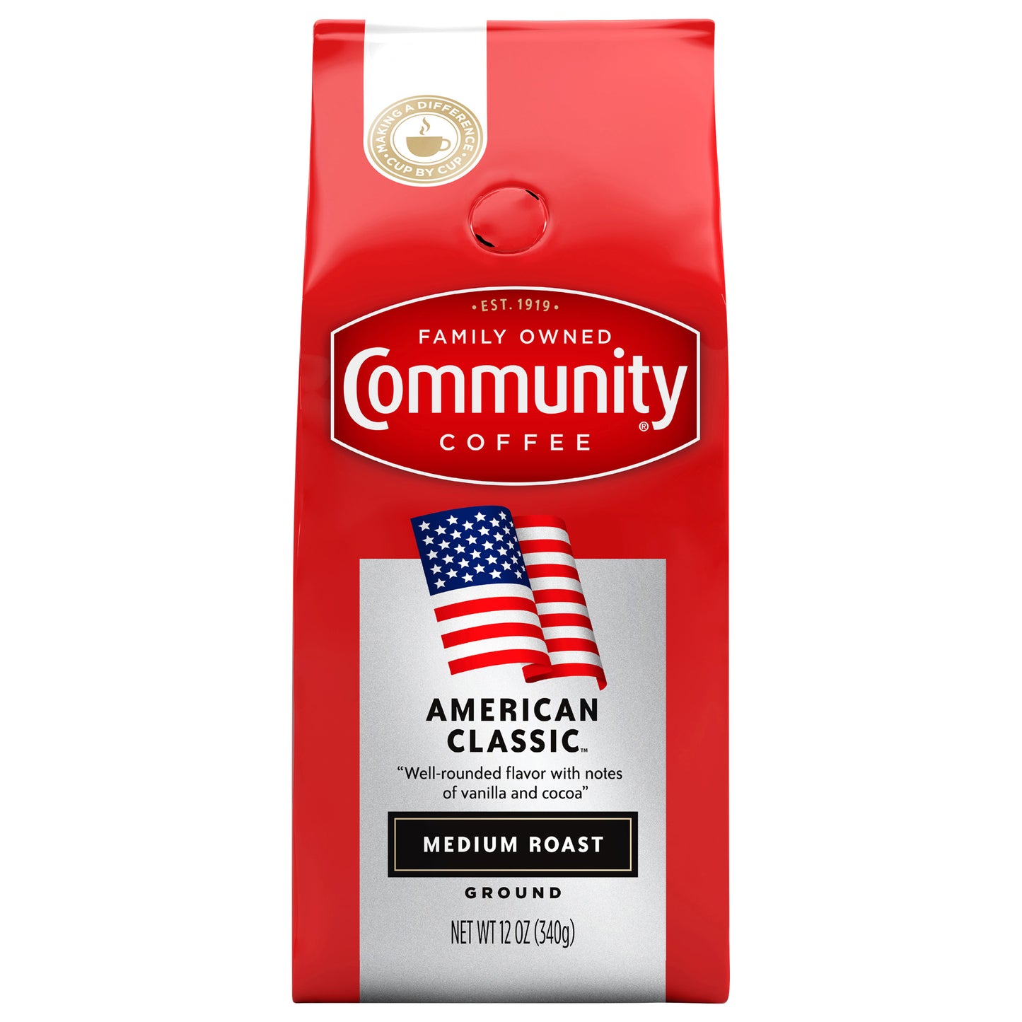 Community Coffee American Classic Medium Roast Ground 12 oz Gable Top