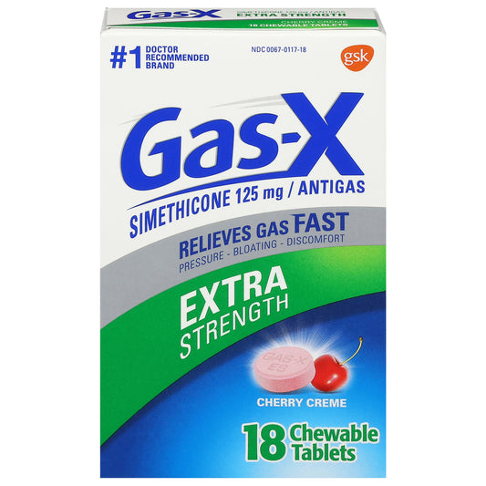 Gas-X 125 mg Extra Strength Cherry Creme Antigas 18 Chewable Tablets