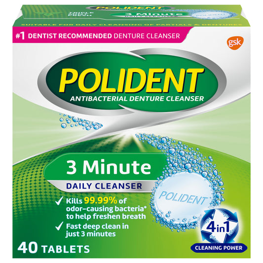 Polident 3 Minute Denture Cleanser Tablets - 40 count