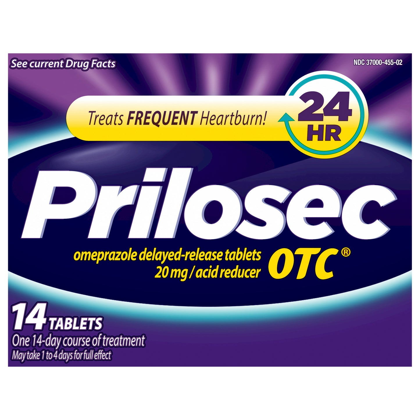 Prilosec OTC, Omeprazole Delayed Release 20mg, Acid Reducer, Treats Frequent Heartburn for 24 Hour Relief, All Day, All Night*, 20mg, 14 Tablets