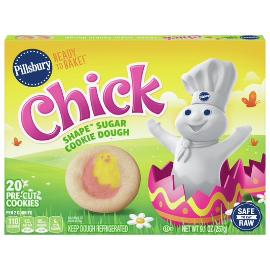 Pillsbury Ready To Bake Chick Shape Sugar Cookie Dough, 20 Cookies, 9.1 oz.