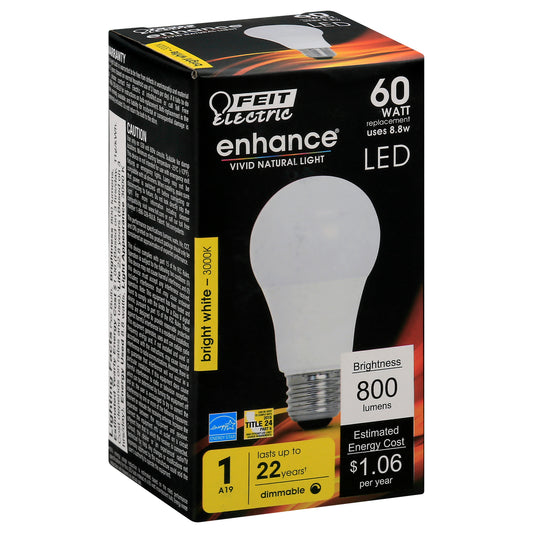 Feit Electric Light Bulb 1 ea - enhance VIVID NATURAL LIGHT 60 WATT replacement uses 8.8w