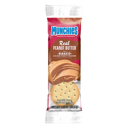 Munchies Sandwich Crackers Peanut Butter 1.42 Oz - REAL PEANUT BUTTER on a BAKED GOLDEN TOAST CRACKER