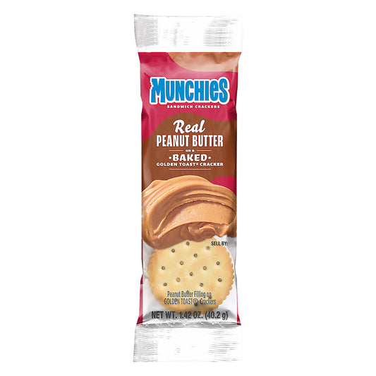 Munchies Sandwich Crackers Peanut Butter 1.42 Oz - REAL PEANUT BUTTER on a BAKED GOLDEN TOAST CRACKER