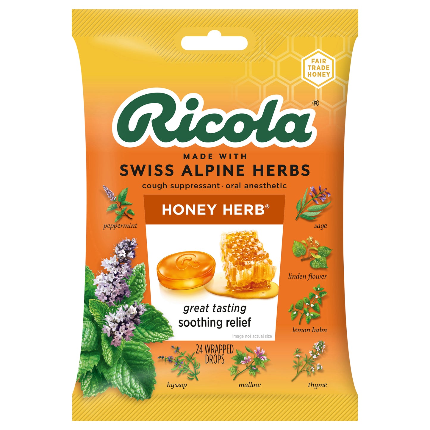 Ricola Honey Herb Cough Drops, 24 Count