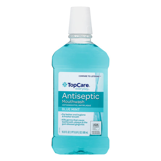 Topcare Everyday Antiseptic Blue Mint Mouthwash 16.9 oz Bottle
