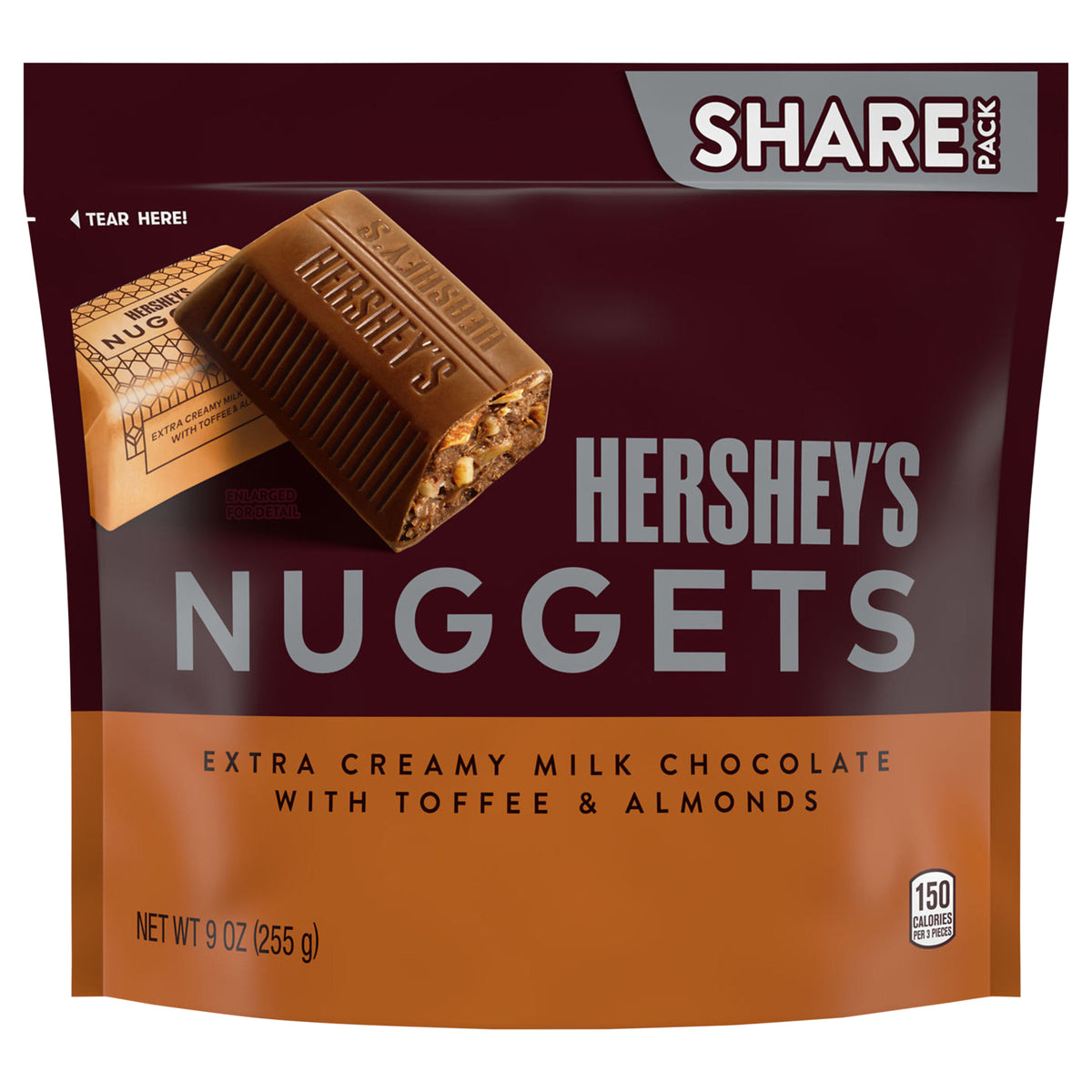HERSHEY'S NUGGETS Milk Chocolate, Toffee and Almonds Candy Share Pack, 9 oz