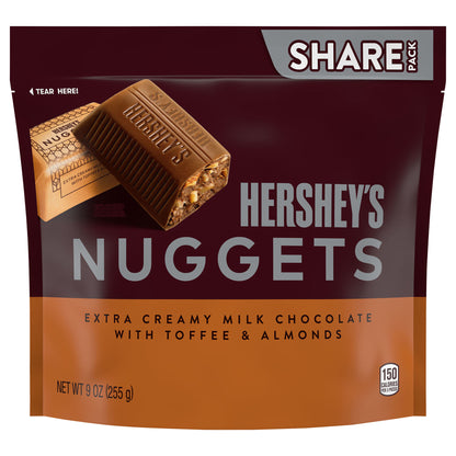 HERSHEY'S NUGGETS Milk Chocolate, Toffee and Almonds Candy Share Pack, 9 oz