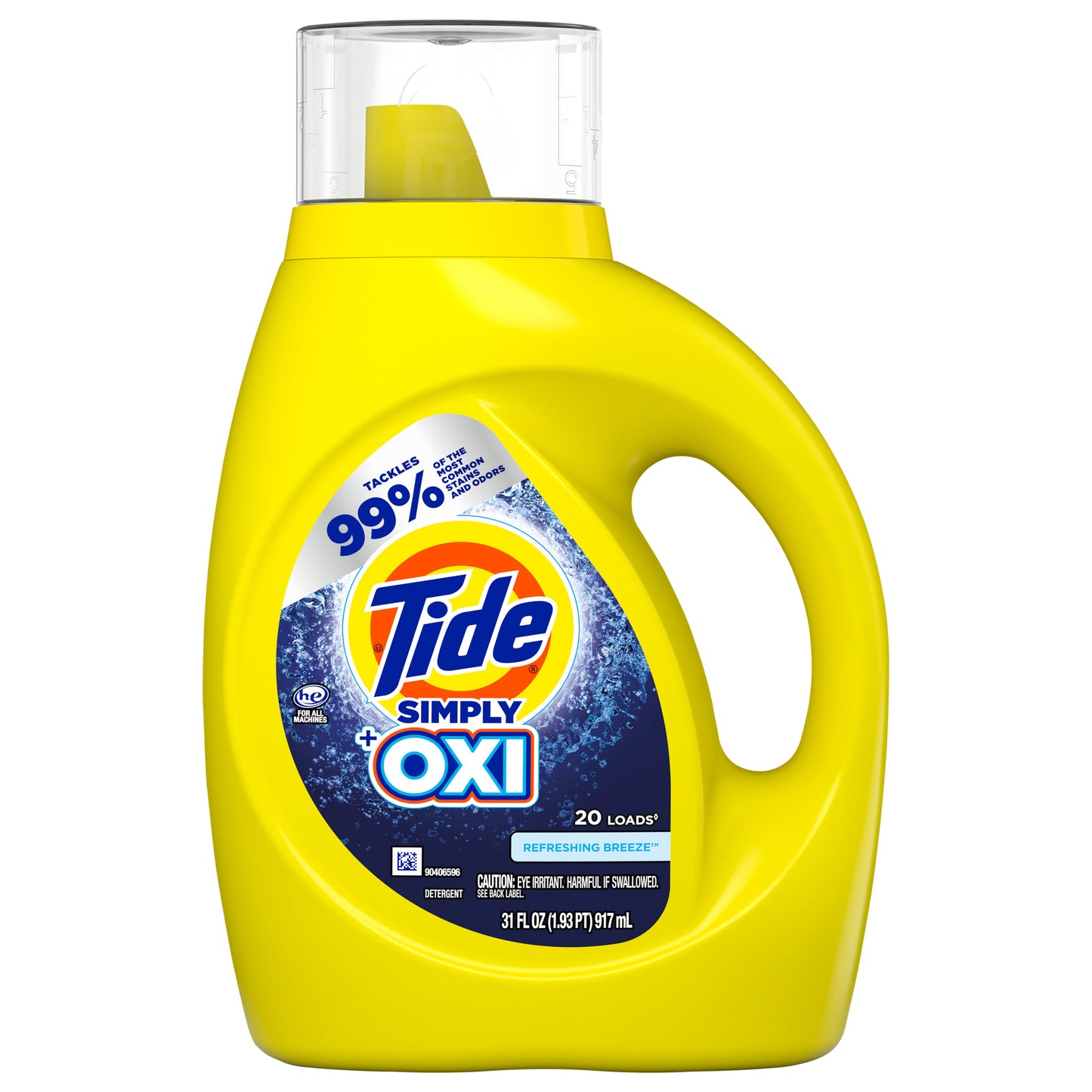 Tide Simply Plus Oxi Liquid Laundry Detergent, Refreshing Breeze, 20 Loads 31 fl oz
