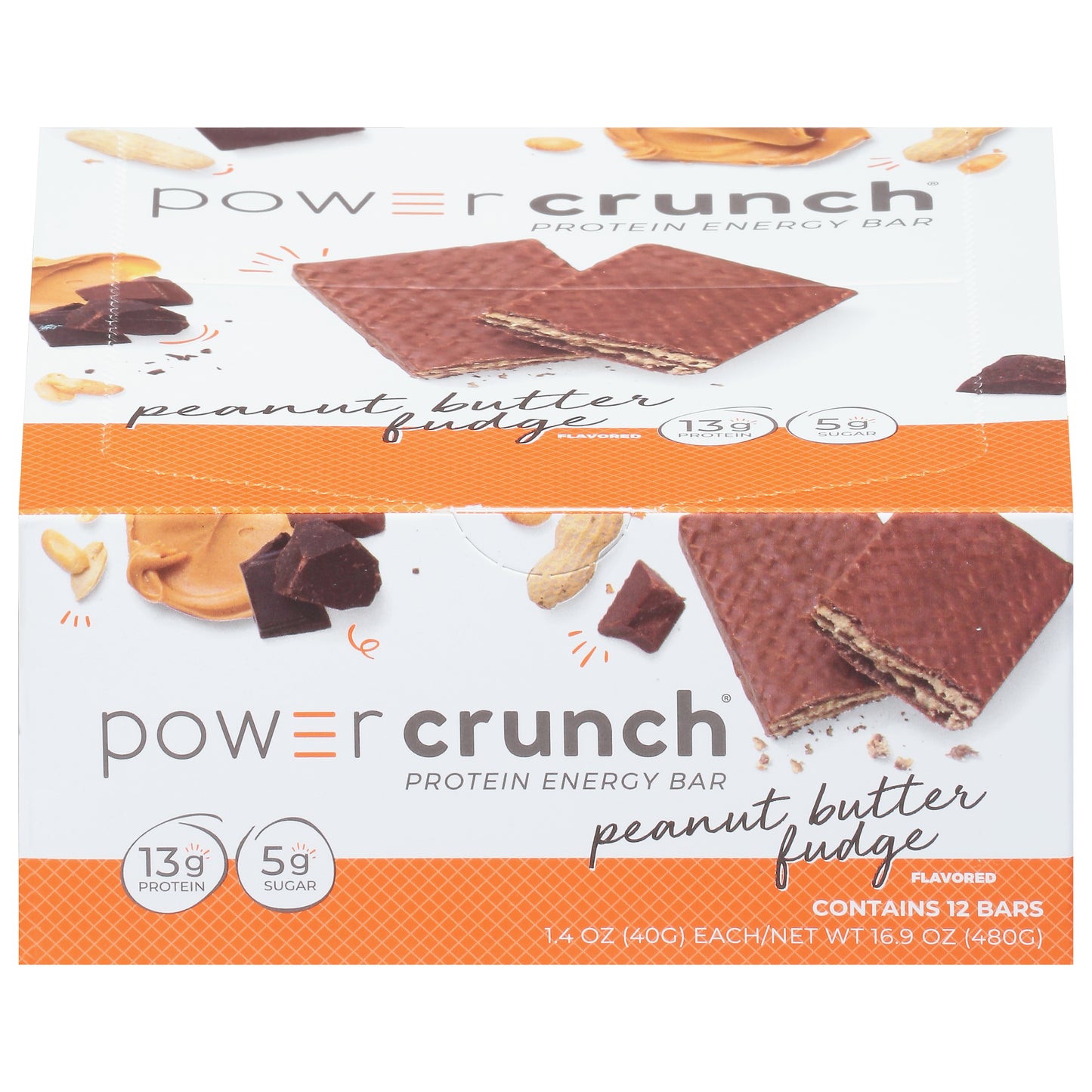 Power Crunch Peanut Butter Fudge Flavored Protein Energy Bar 12 - 1.4 oz Bars