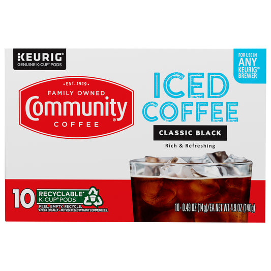 Community Coffee Classic Black Iced Coffee Keurig K-Cup 10 ct Box