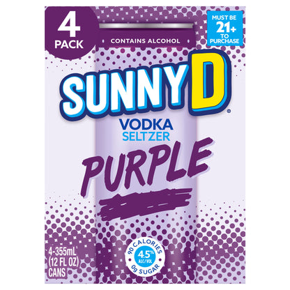 Sunnyd Vodka Seltzer Purple, 4 - 12 Fl Oz Slim Cans