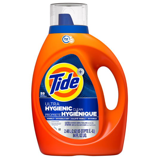 Tide Ultra Hygienic Clean Liquid Laundry Detergent, Original Scent, 84 fl oz, 59 Loads, Removes visible and invisible dirt, Laundry Detergent Liquid