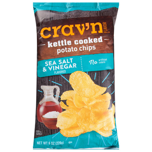Crav'n Flavor Kettle Cooked Sea Salt & Vinegar Potato Chips 8 oz