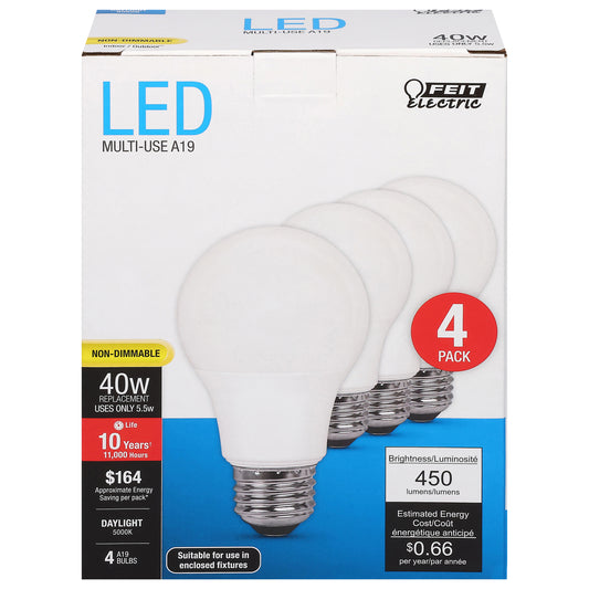 Feit Electric 60 Watts LED Daylight Bulbs 4 ea