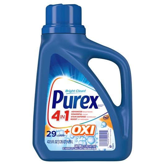 Purex Liquid Laundry Detergent Plus OXI, Stain Defense Technology, 43.5 Fluid Ounces, 29 Wash Loads