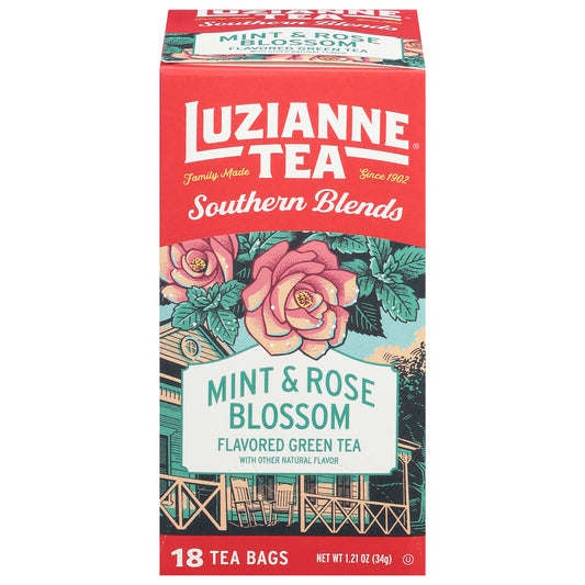 Luzianne Southern Blends Mint & Rose Blossom Green Tea 18 Bags