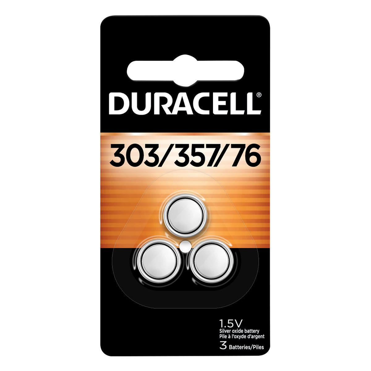 Duracell 303/357 1.5V Silver Oxide Battery, 3/Pack