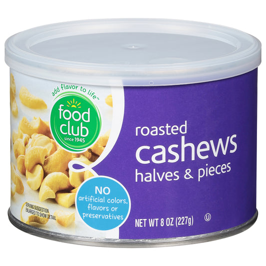 Food Club Halves & Pieces Roasted Cashews 8 oz