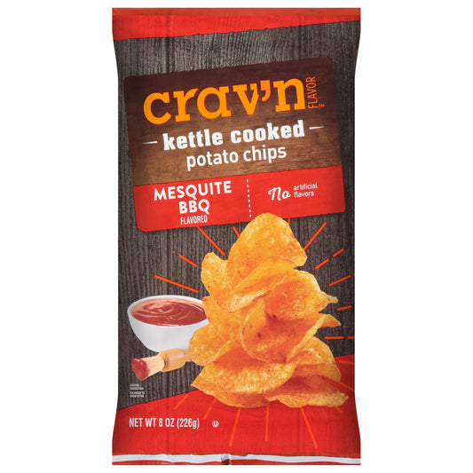 Crav'n Flavor Kettle Cooked Mesquite BBQ Flavored Potato Chips 8 oz