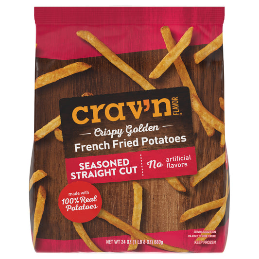 Crav'n Flavor Straight Cut Seasoned Crispy Golden French Fried Potatoes 24 oz