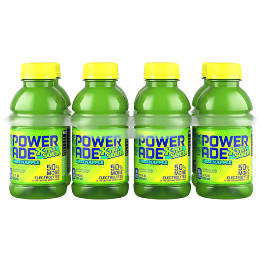 Powerade Xtra Sour Green Apple Bottles, 12 fl oz, 8 Pack