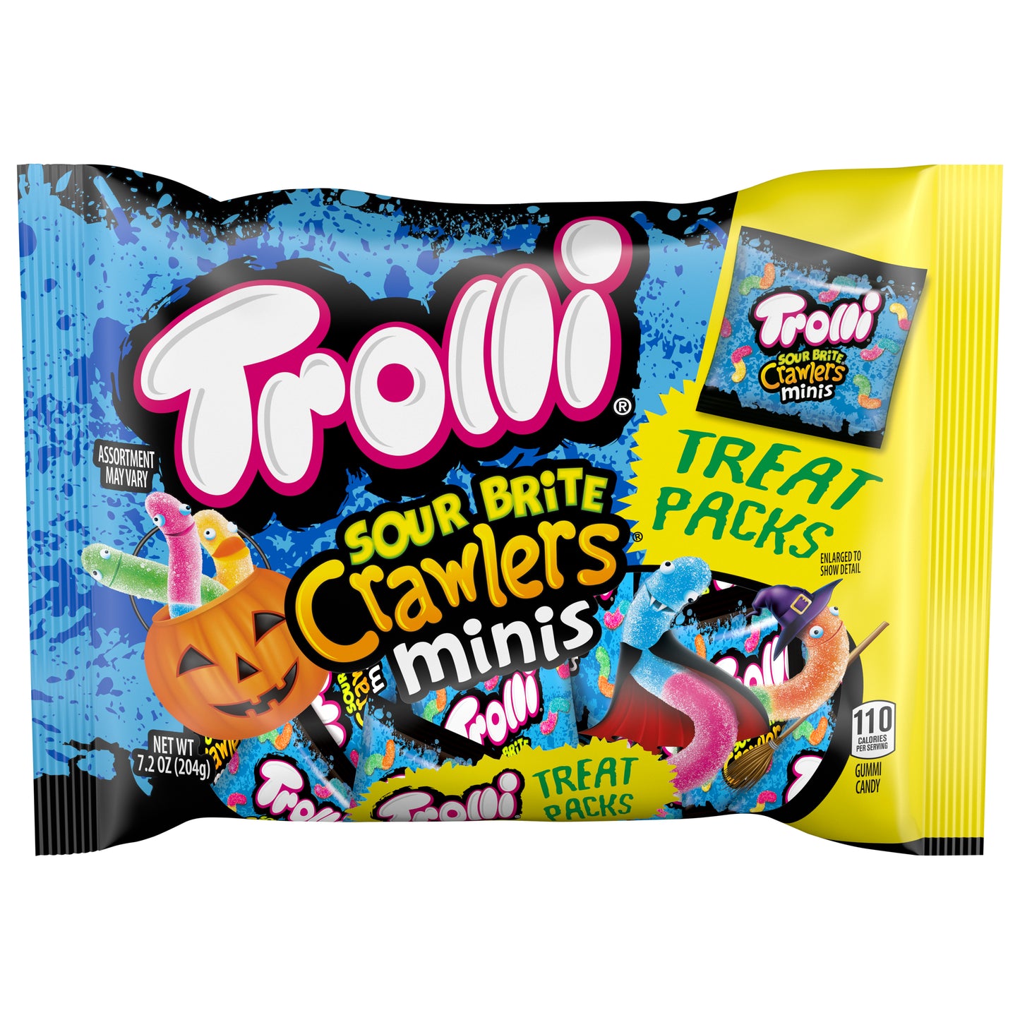 Trolli Minis Sour Brite Crawlers Assortment Gummi Candy Treat Packs 7.2 oz