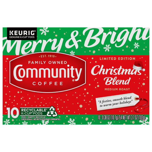 Community Coffee Christmas Blend Medium Roast Single Serve 10 Ct Box