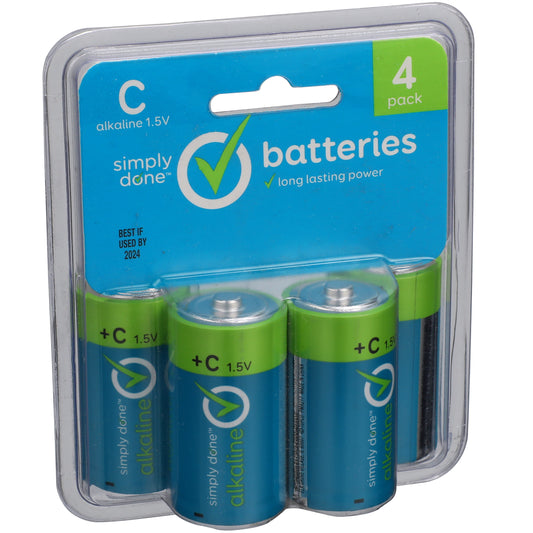C Alkaline 1.5V Batteries - 4 Pack