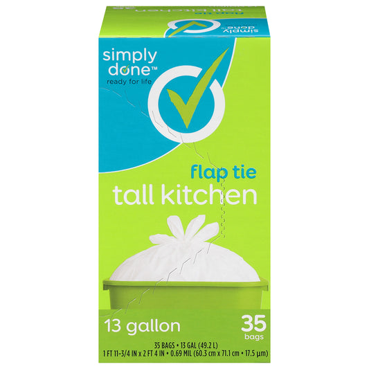 Simply Done 30 Gallon Flap Tie Trash Bags Large 35 ea