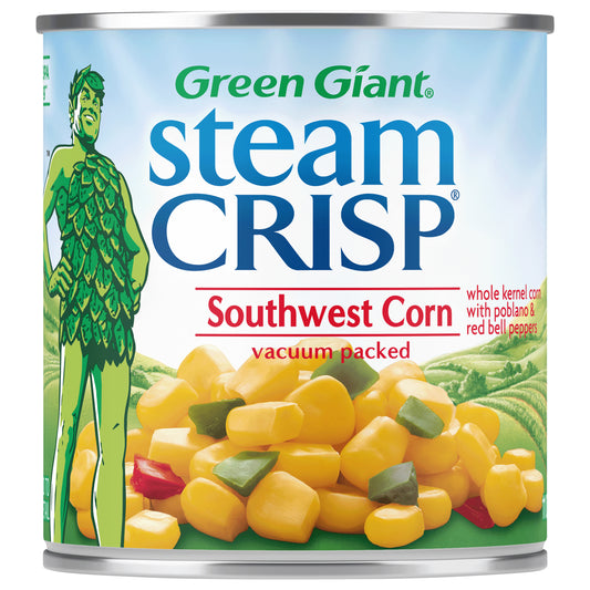 Green Giant SteamCrisp Southwest Corn, Whole Kernel Corn with Poblano & Red Peppers, 11 oz