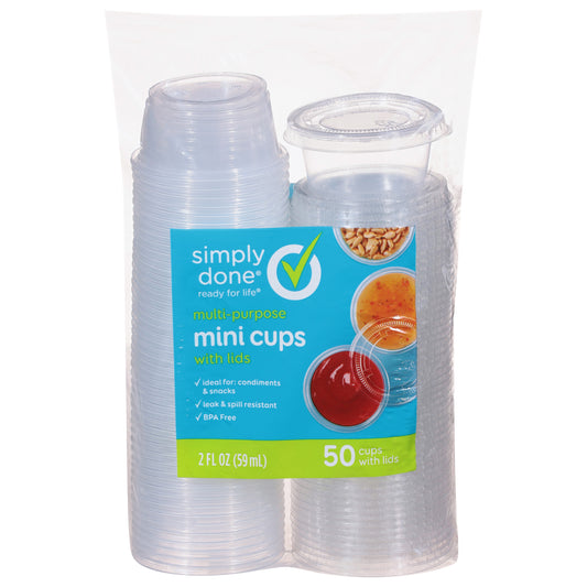 Simply Done 2 Fluid Ounce Multi-Purpose Mini Cups with Lids 50 ea
