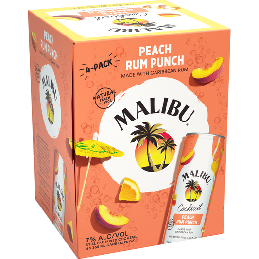 Malibu Rum Cans Ready To Drink Peach Punch
