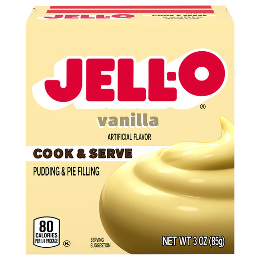 Jell-O Cook & Serve Vanilla Artificially Flavored Pudding & Pie Filling Mix, 3 oz Box