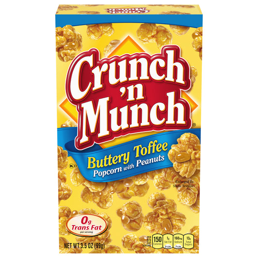 CRUNCH 'N MUNCH Buttery Toffee Popcorn with Peanuts, 3.5 oz.
